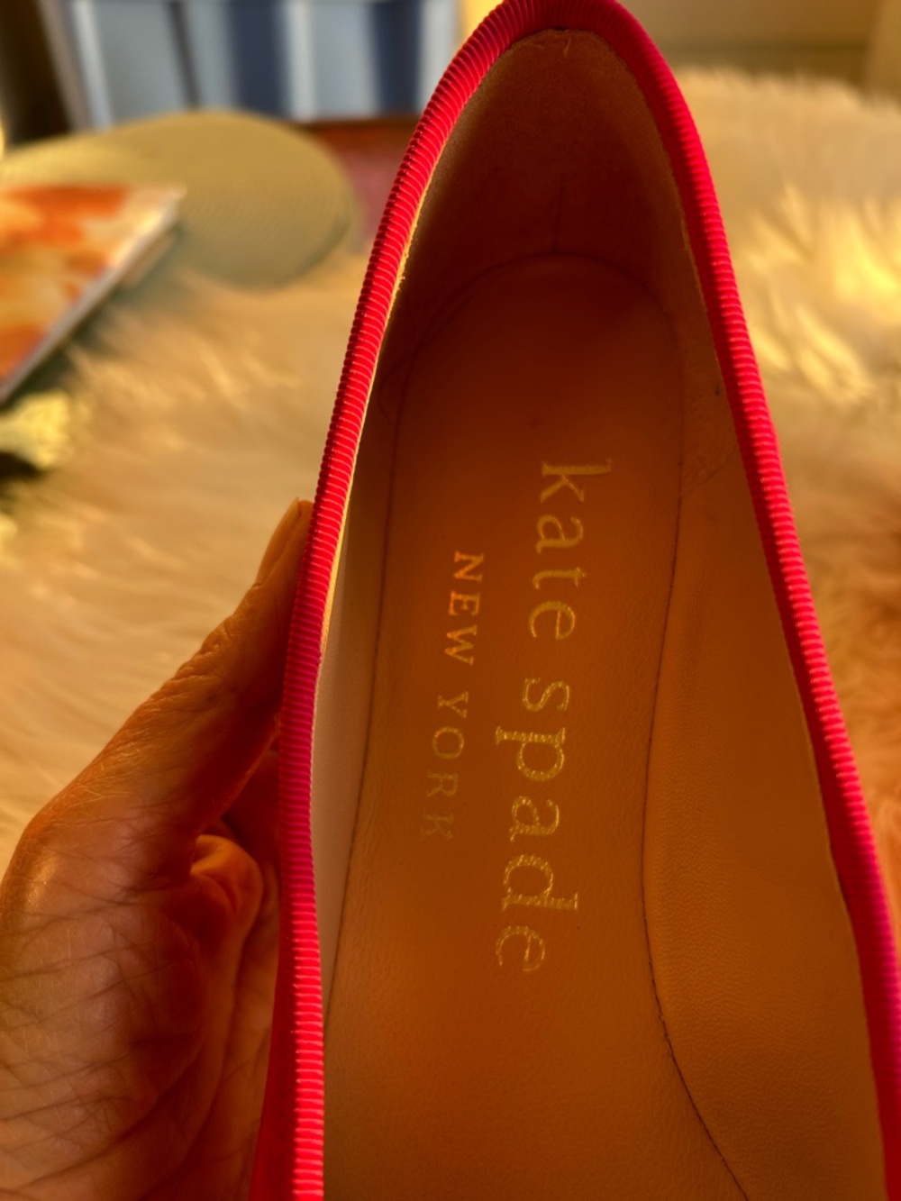 kate spade Hot Pink Suede Ballet Flats with Bow - Picture 3 of 8